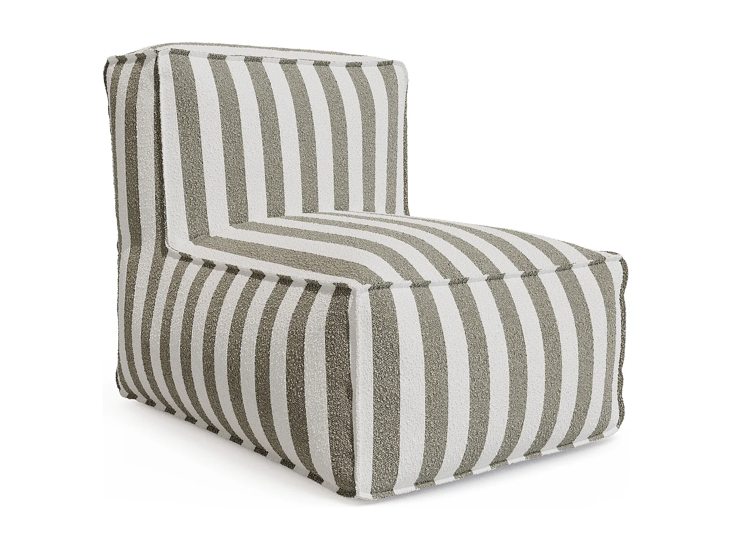 Salon de jardin en tissu bouclette 2 places : 1 fauteuil et un pouf - Rayé blanc et beige - NOUMARA de MYLIA