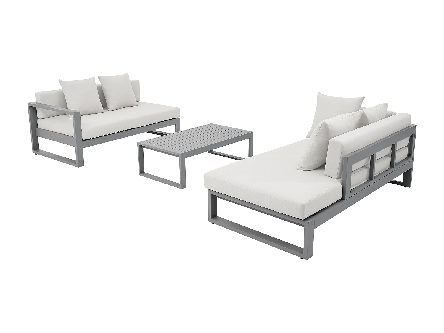 Conjunto de sofá de canto de jardim em alumínio: um sofá de canto e uma mesa de centro - Taupe - MOLOKAI da MYLIA