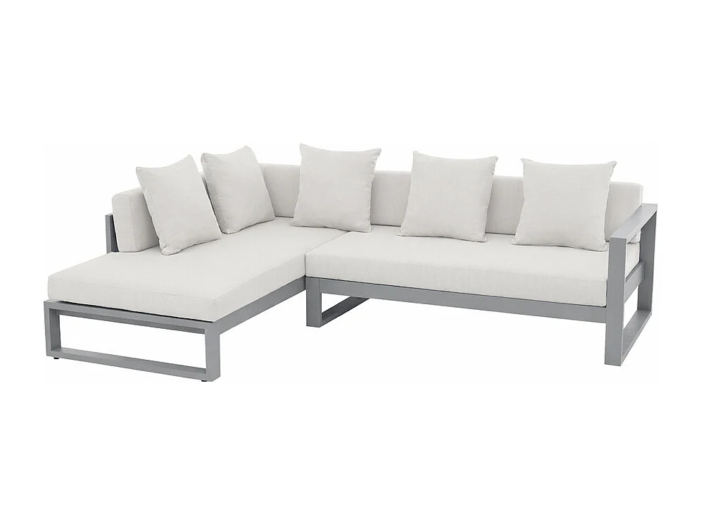 Conjunto de sofá de canto de jardim em alumínio: um sofá de canto e uma mesa de centro - Taupe - MOLOKAI da MYLIA