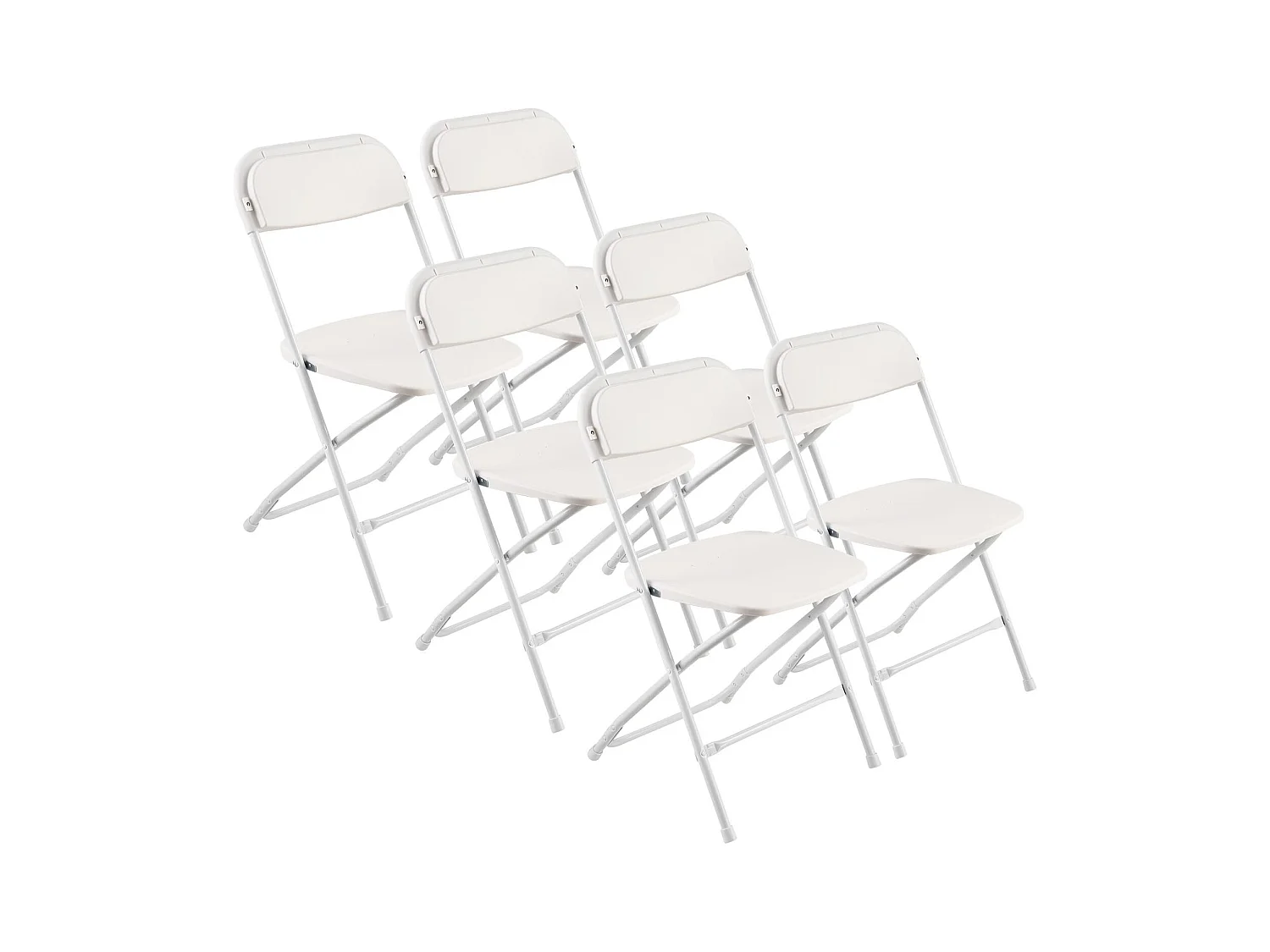 Chaises Pliantes SucceBuy Portables, Lot de 6, Chaise de Salle à Manger en Plastique avec Cadre en Métal, pour Intérieur et Extérieur, Maison, Jardin, Blanc