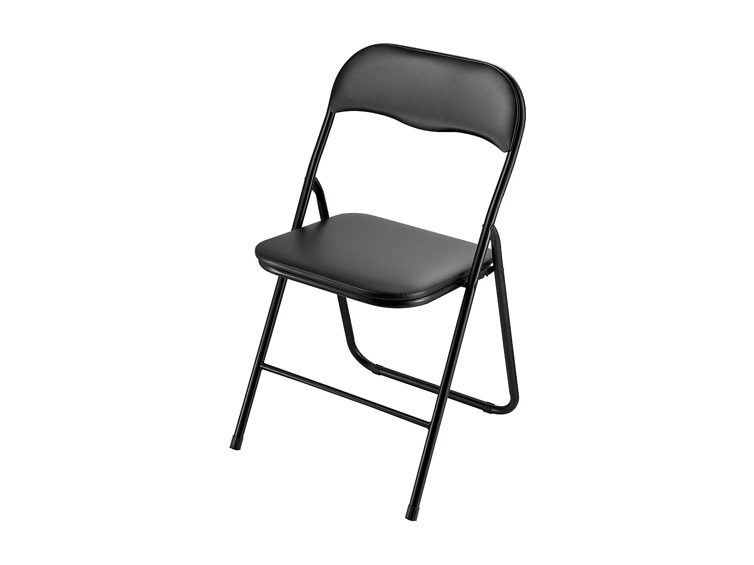 Chaises Pliantes SucceBuy Portables, Lot de 6, Chaise de Salle à Manger en Cuir avec Cadre en Métal et Coussin Rembourré, pour Intérieur et Extérieur, Noir