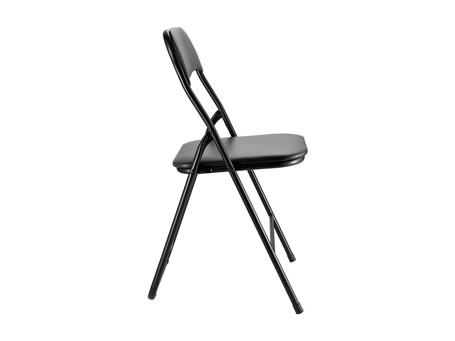Chaises Pliantes SucceBuy Portables, Lot de 6, Chaise de Salle à Manger en Cuir avec Cadre en Métal et Coussin Rembourré, pour Intérieur et Extérieur, Noir