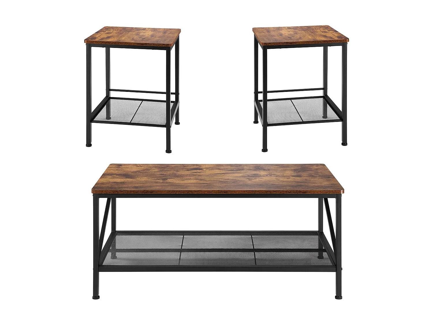 Salontafels SucceBuy, Set van 3, Industriële Salontafel van 105 x 60 x 46 cm, met Metalen Poten, Meubel voor Kantoor, Woonkamer en Appartement