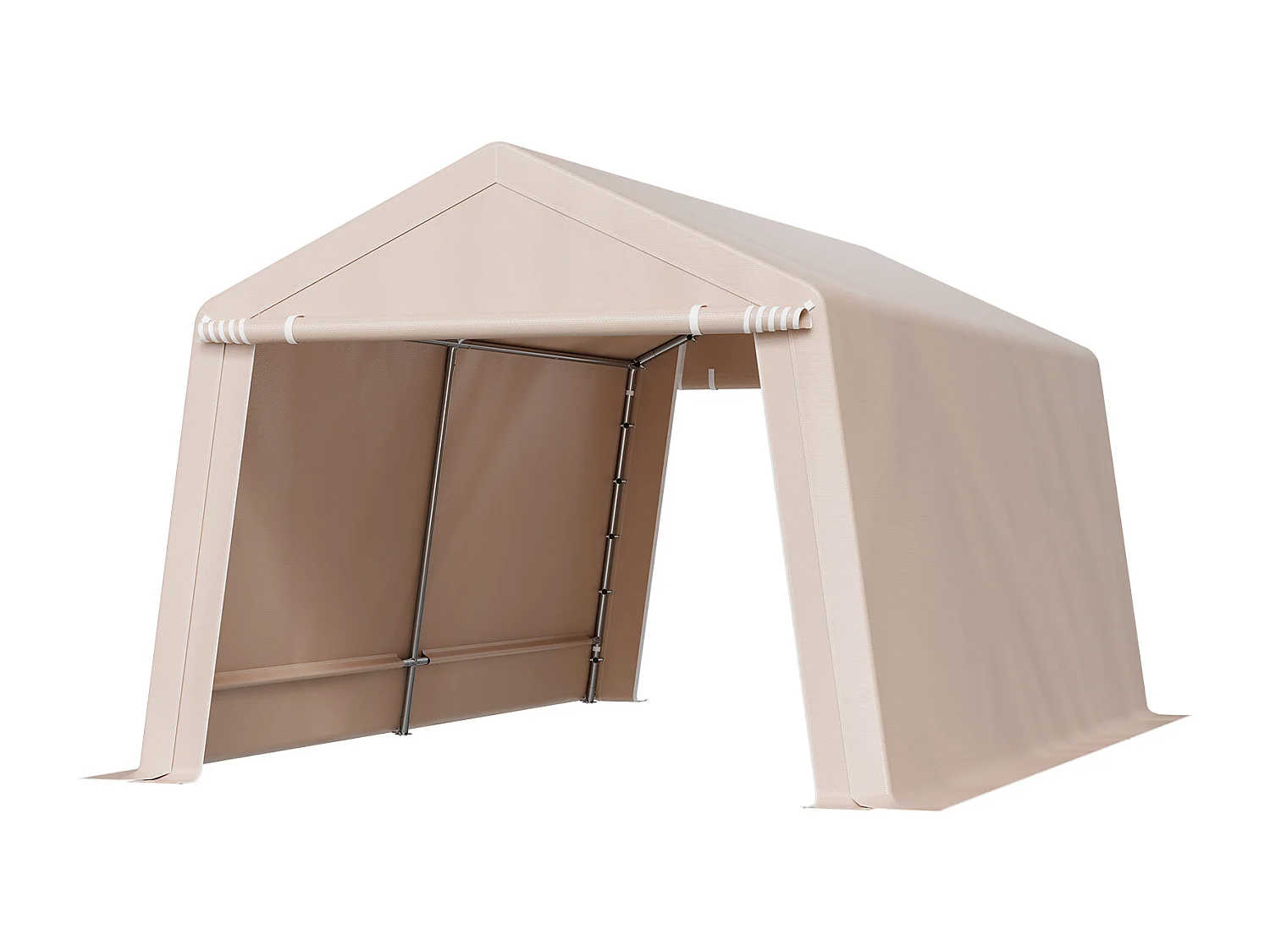 Abri de Jardin SucceBuy, 305x458 cm, Tente de Rangement, avec Double Porte à Fermeture Éclair Enroulable, Garage Extérieur pour Motos, Vélos, Beige
