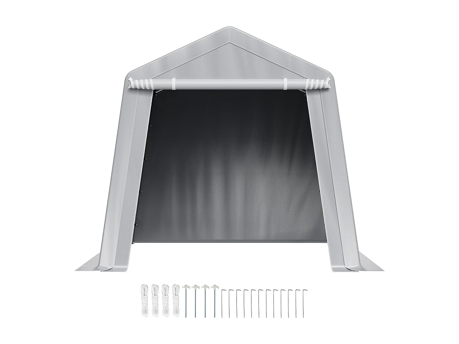 Wiata Ogrodowa SucceBuy, 245 x 245 cm, Namiot do Przechowywania, z Zamykaną na Zamek Błyskawiczny Roletą, Garaż Zewnętrzny na Motocykle, Rowery, Szary