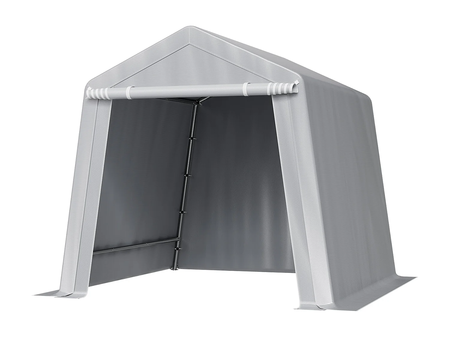 Wiata Ogrodowa SucceBuy, 245 x 245 cm, Namiot do Przechowywania, z Zamykaną na Zamek Błyskawiczny Roletą, Garaż Zewnętrzny na Motocykle, Rowery, Szary