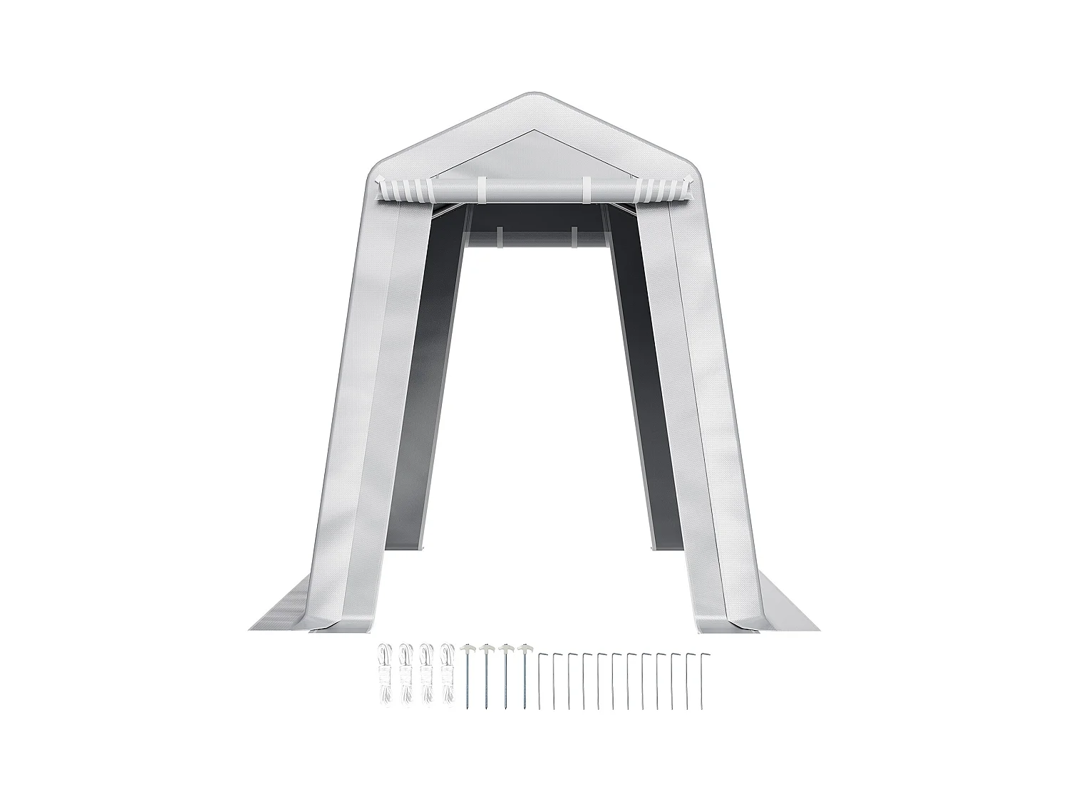 Abri de Jardin SucceBuy, 183 x 245 cm, Tente de Rangement avec Double Porte à Fermeture Éclair Enroulable, Garage Extérieur pour Motos, Vélos, Gris