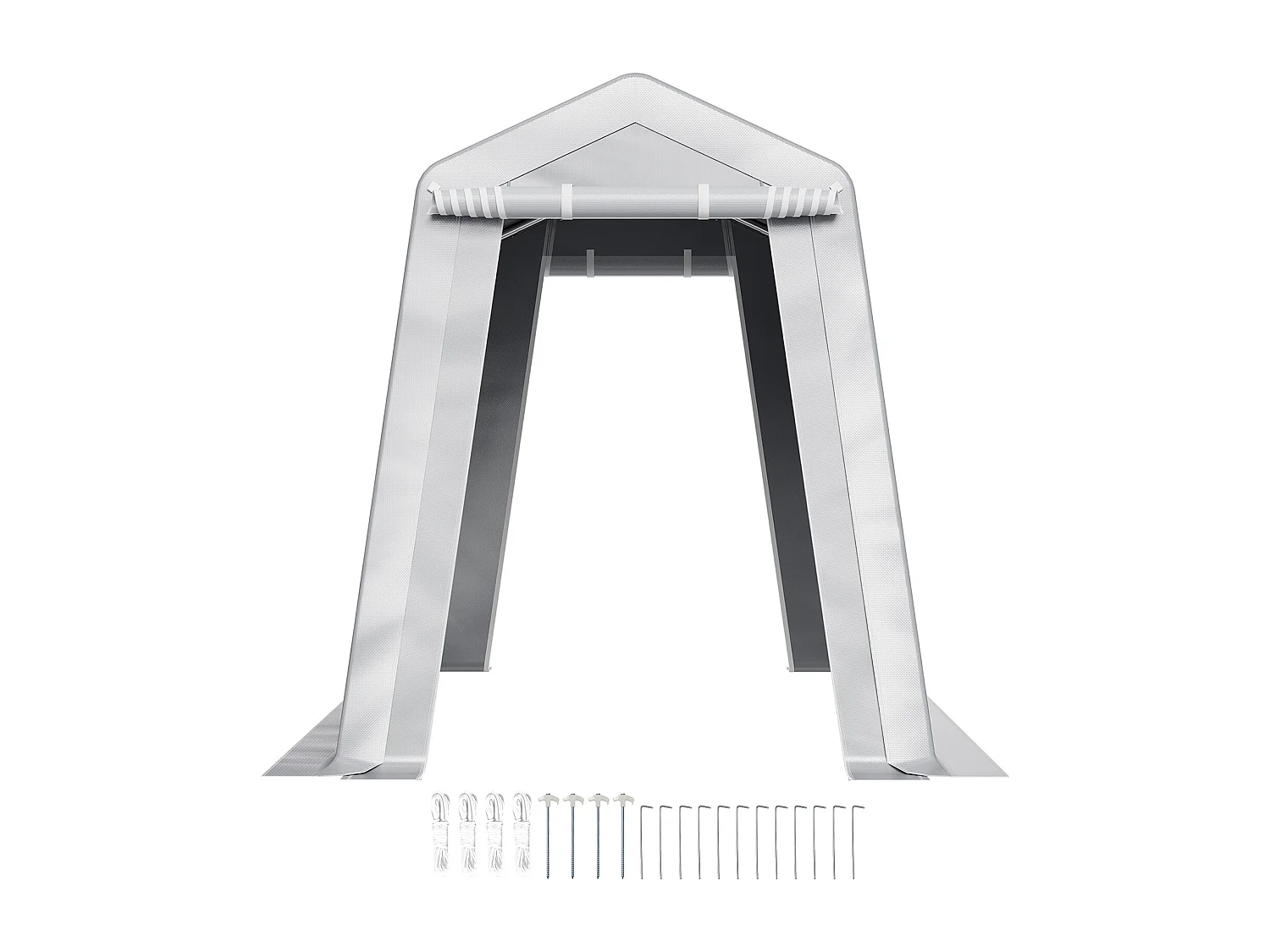 Cobertizo de Jardín SucceBuy, 183 x 245 cm, Tienda de Almacenamiento con Doble Puerta con Cremallera Enrollable, Garaje Exterior para Motos, Bicicletas, Gris