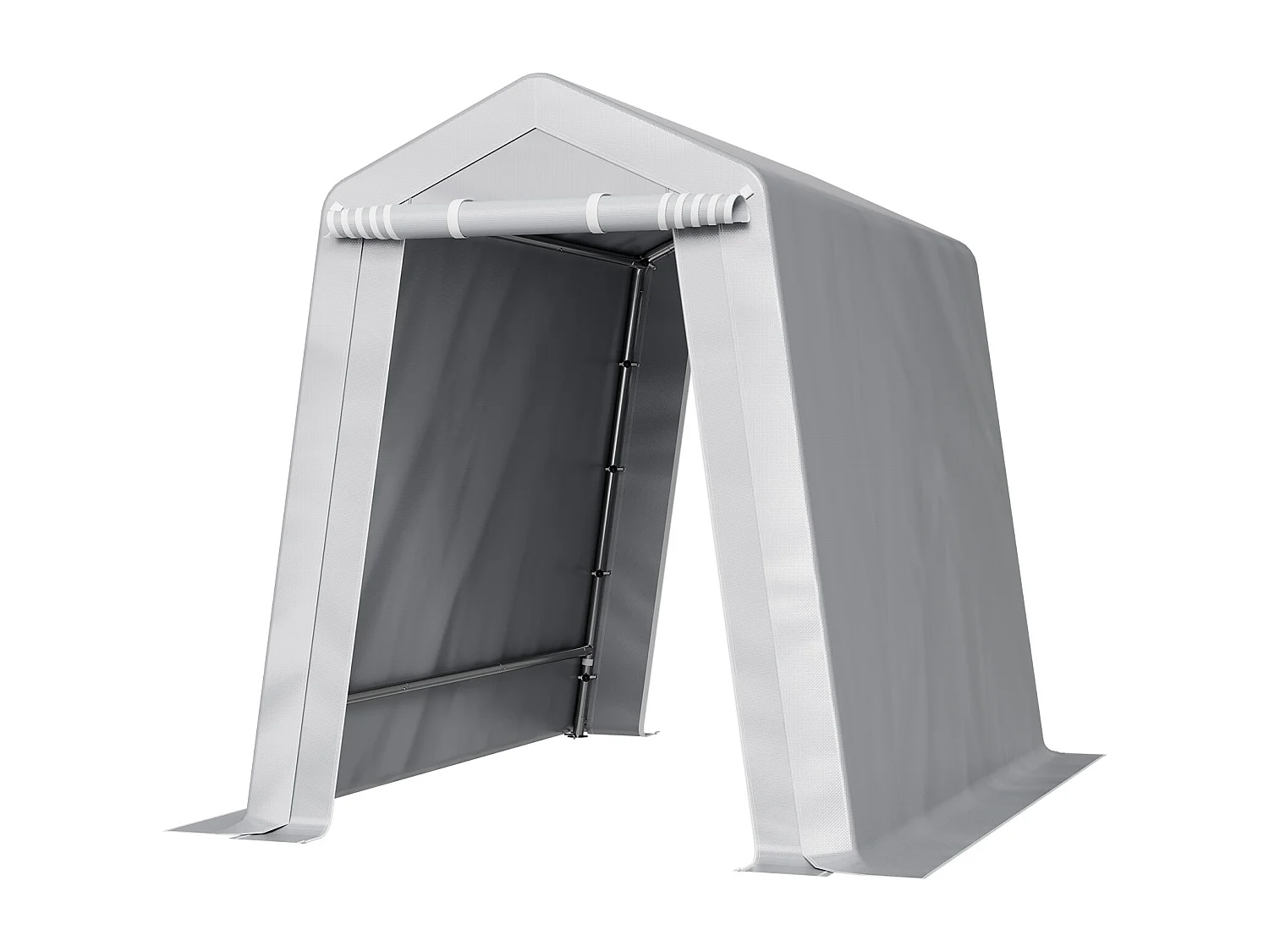 Cobertizo de Jardín SucceBuy, 183 x 245 cm, Tienda de Almacenamiento con Doble Puerta con Cremallera Enrollable, Garaje Exterior para Motos, Bicicletas, Gris