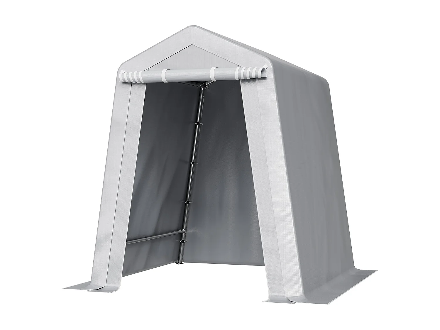Riparo da Giardino SucceBuy, 183x183 cm, Tenda Portaoggetti, con Porta con Cerniera Avvolgibile, Garage Esterno per Moto, Biciclette, Attrezzi da Giardino, Grigio