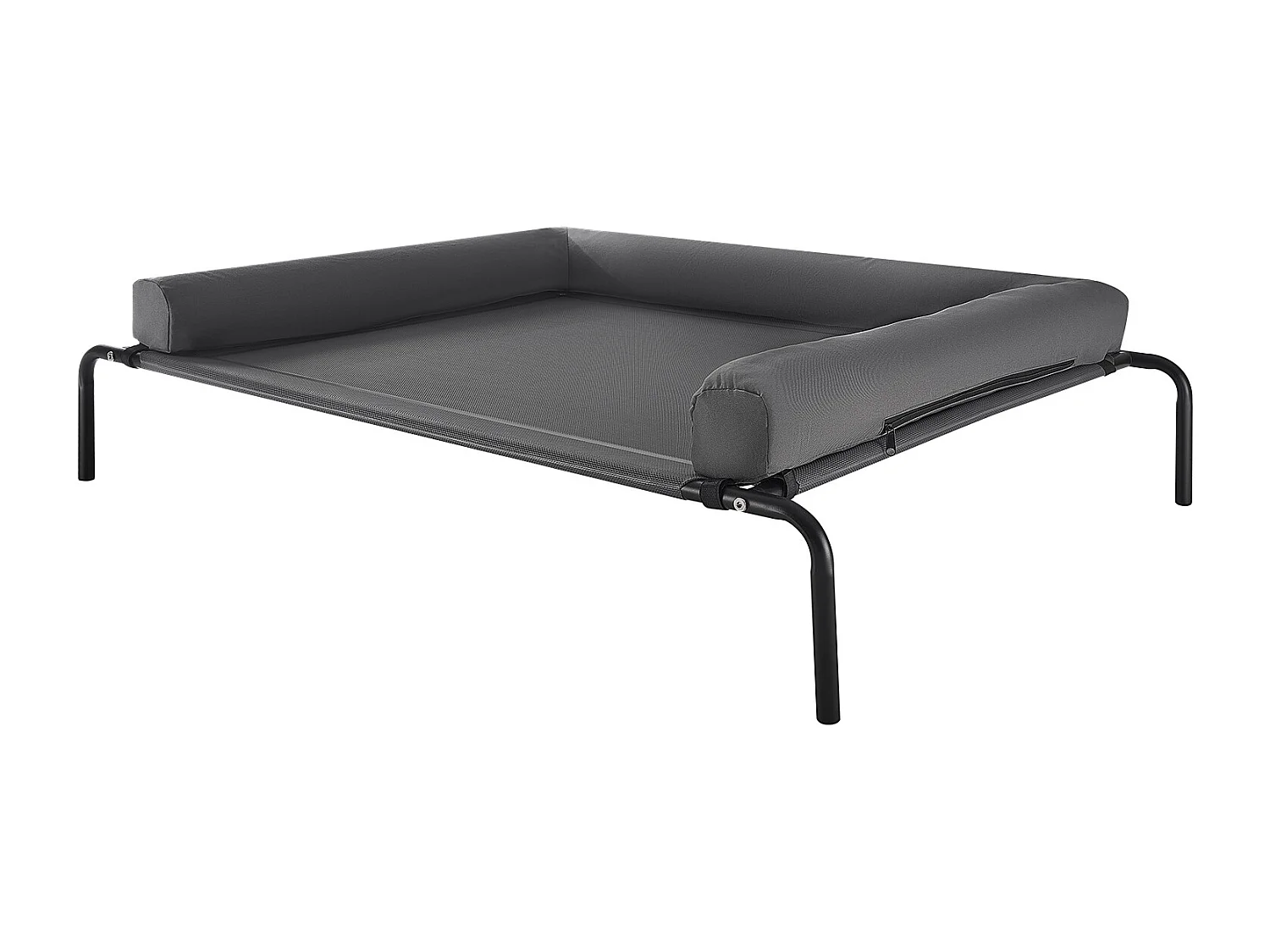 Podwyższone Łóżko SucceBuy dla Psów, Łóżko Polowe dla Zwierząt Domowych z Poduszką Nadającą Się do Prania, ze Stalową Ramą i Oddychającą Siatką, XL, Szare