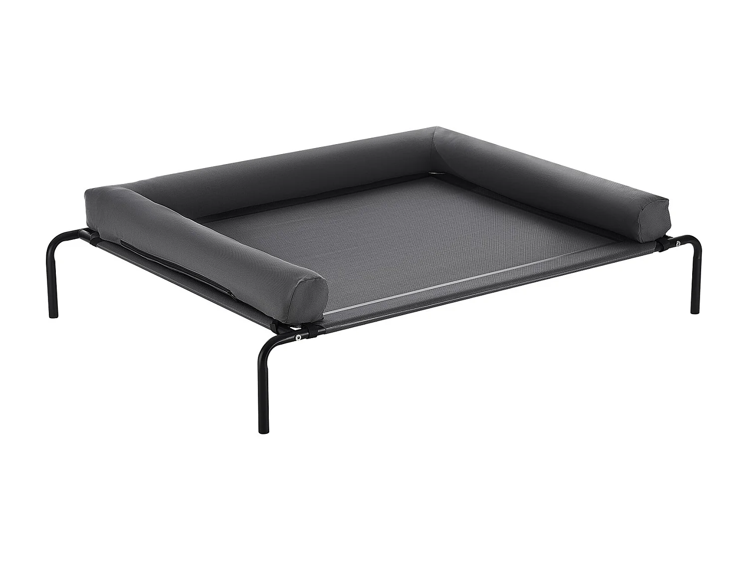 Podwyższone Łóżko SucceBuy dla Psów, Łóżko Polowe dla Zwierząt Domowych z Poduszką Nadającą Się do Prania, ze Stalową Ramą i Oddychającą Siatką, XL, Szare