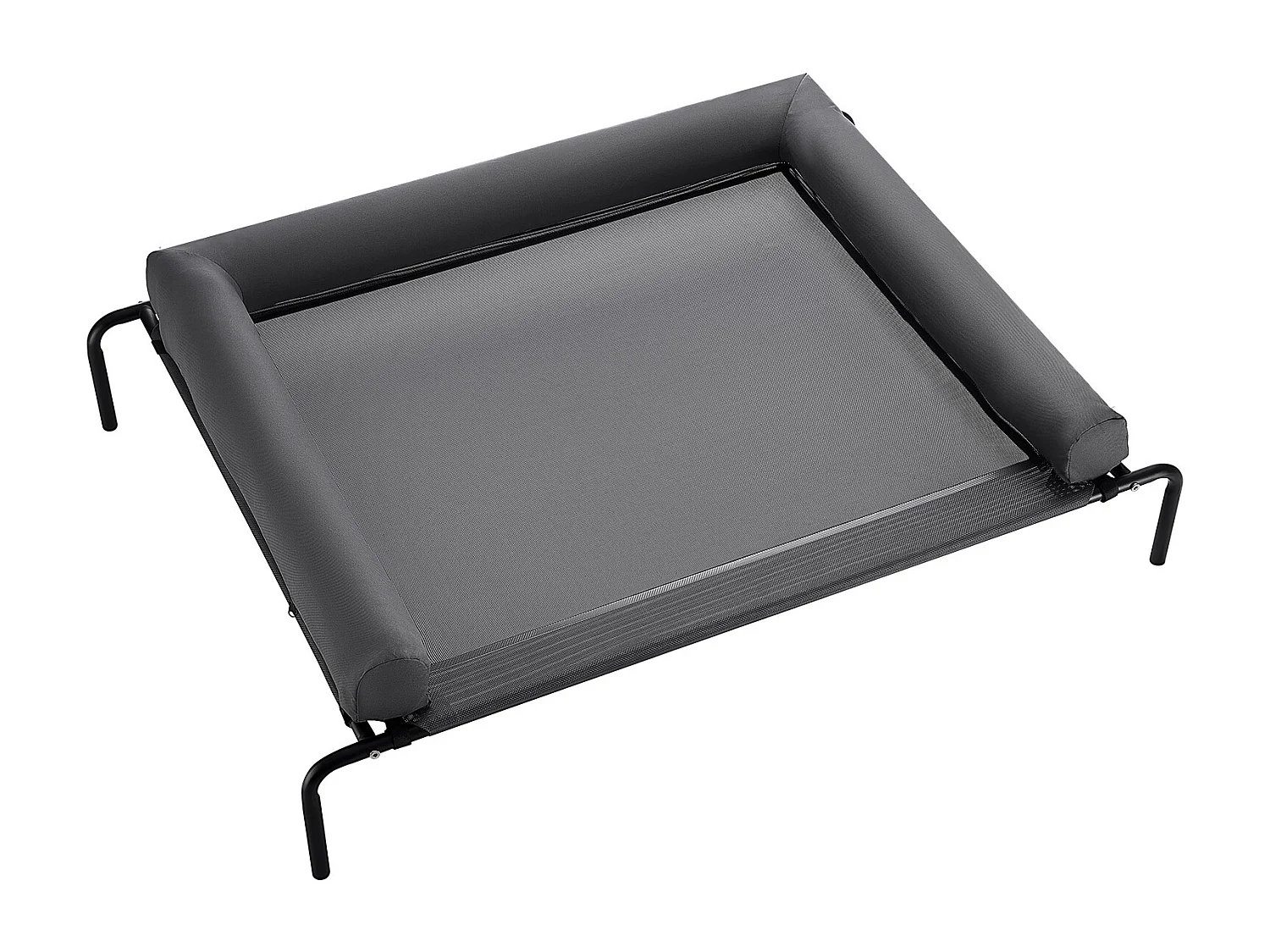 Podwyższone Łóżko SucceBuy dla Psów, Łóżko Polowe dla Zwierząt Domowych z Poduszką Nadającą Się do Prania, ze Stalową Ramą i Oddychającą Siatką, XL, Szare