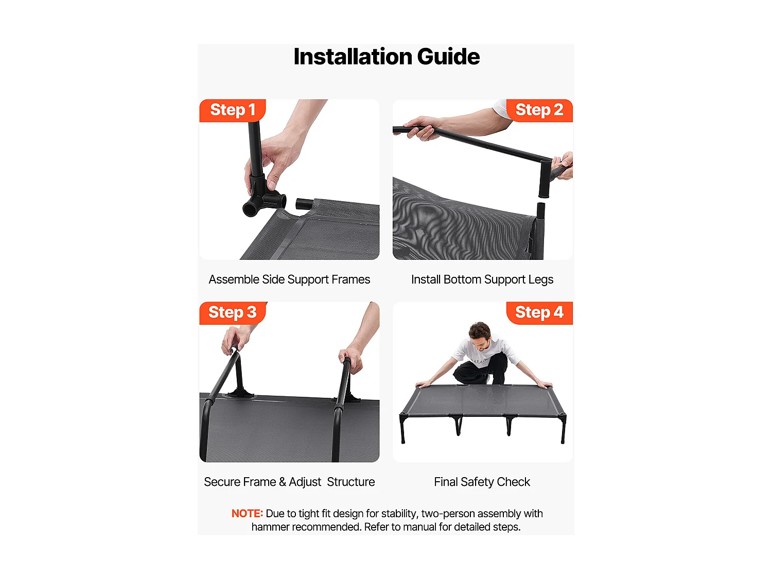 Verhoogd Bed SucceBuy voor Honden, Draagbaar Veldbed voor Huisdieren, met Stalen Frame en Ademend Gaas, XL, Grijs