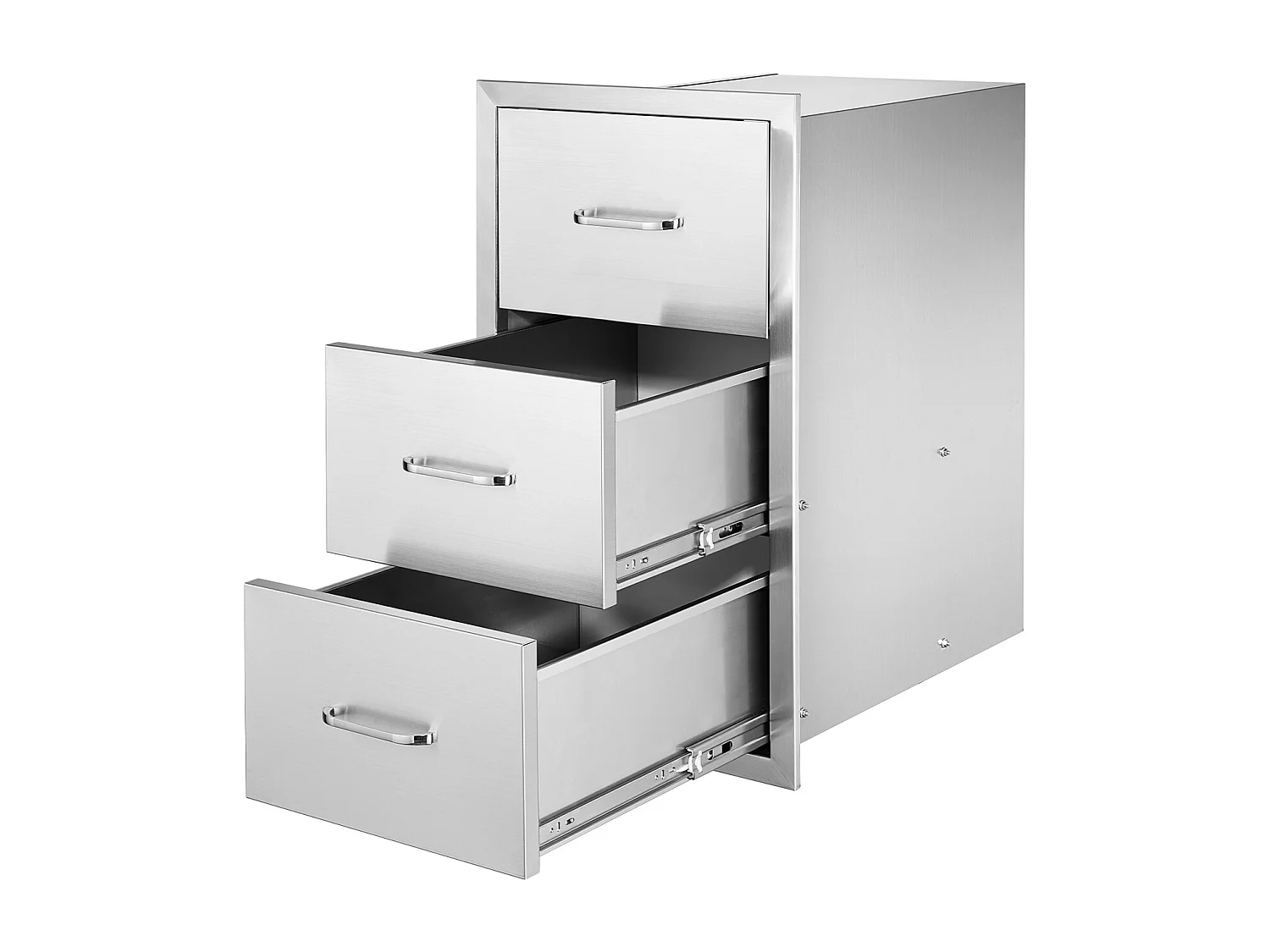 Tiroirs de Cuisine SucceBuy, en Acier Inoxydable, Tiroirs d’Accès Triples de 42x52x73,6 cm avec Poignée et Porte-essuie-tout, pour Cuisine en Plein Air