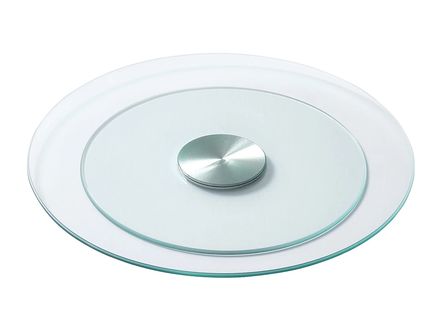 Plateau Tournant Rond SucceBuy pour Table, 51cm, Plateau de Service Rotatif à 360°, Centre de Table à Manger en Verre Trempé Transparent, pour Banquets