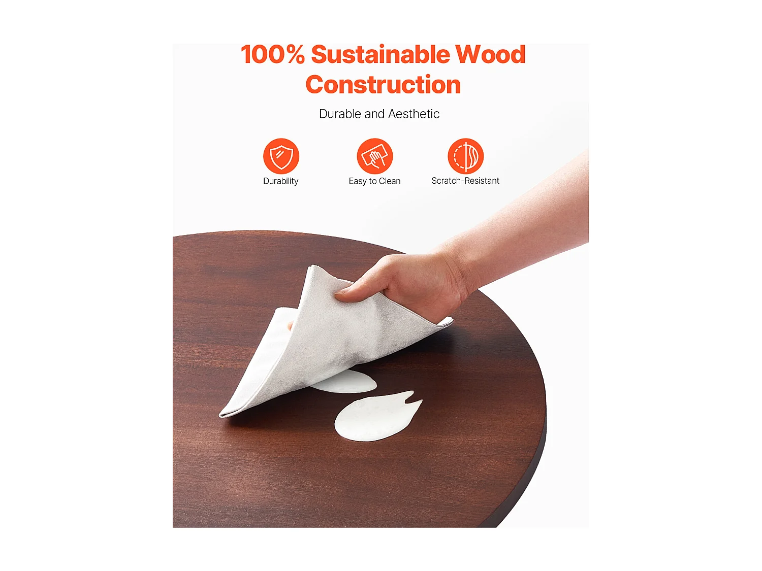 Rundes Drehtablett SucceBuy für den Tisch, 61 cm, um 360° drehbares Serviertablett, Tischdekoration aus Akazienholz, für Familienfeiern