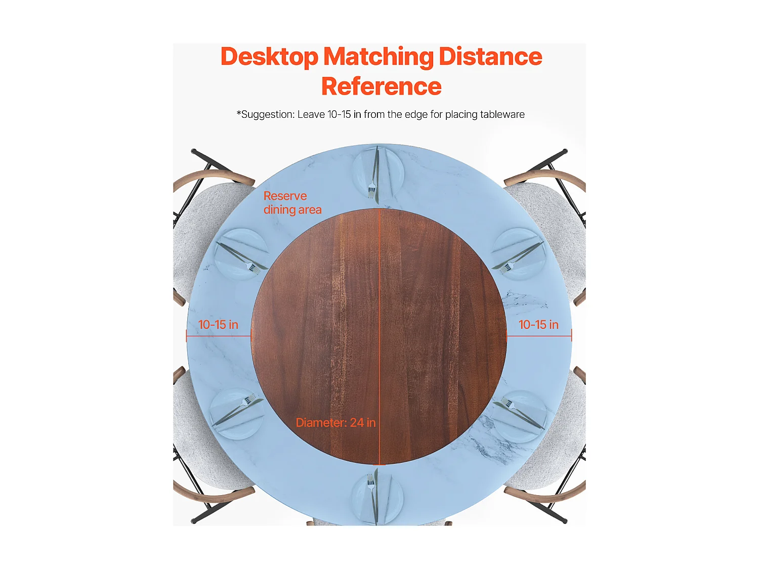 Rundes Drehtablett SucceBuy für den Tisch, 61 cm, um 360° drehbares Serviertablett, Tischdekoration aus Akazienholz, für Familienfeiern