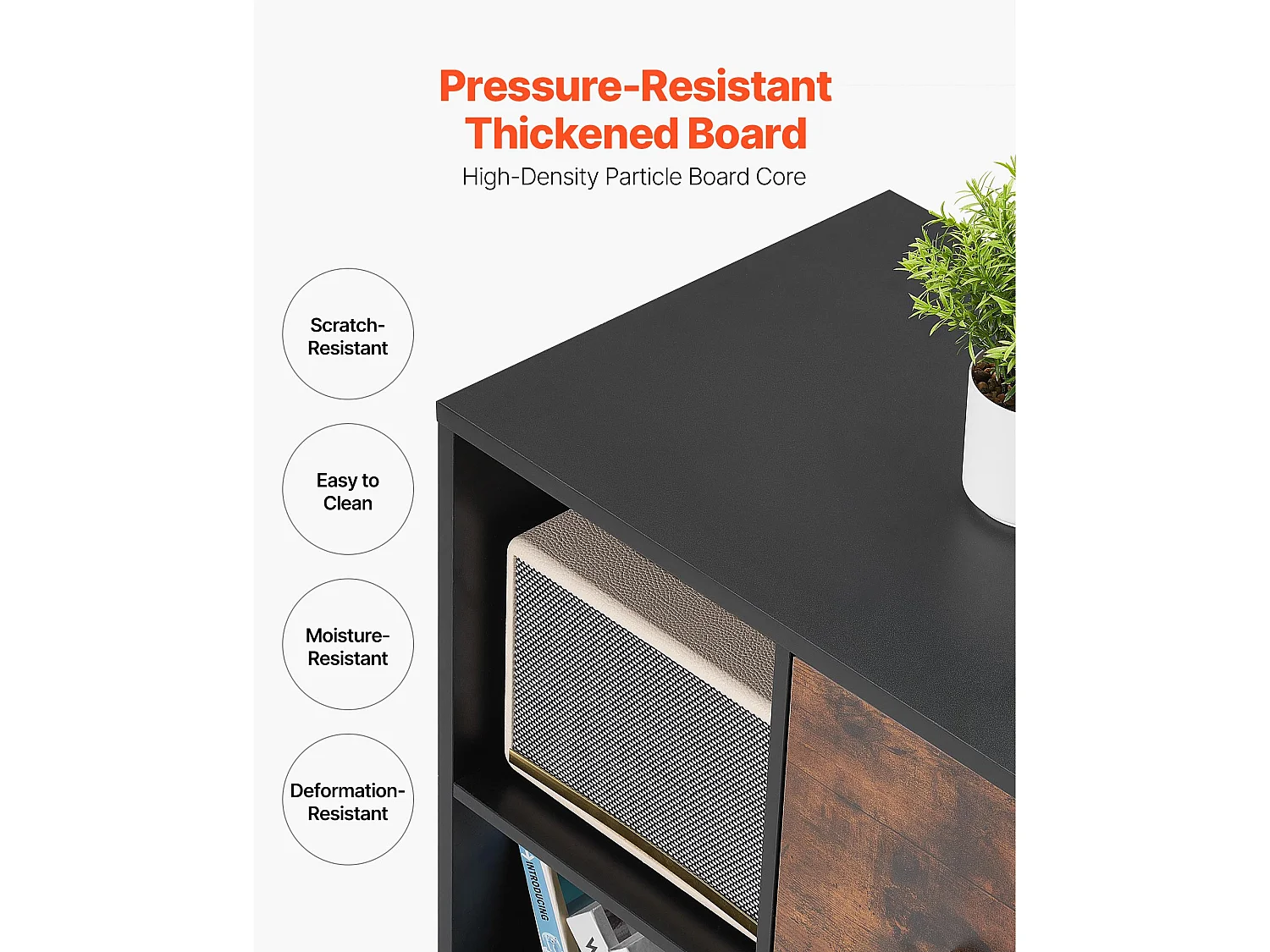 Classeur Dossier Mobile SucceBuy en Bois, Meuble de Rangement de Bureau à 2 Tiroirs avec Étagères Ouvertes et Roulettes Verrouillables, pour Bureau, Noir