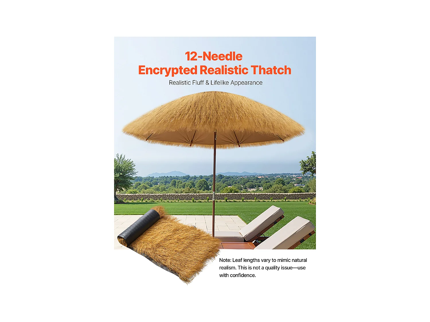 Toiture en Chaume Artificielle SucceBuy, 0,5 x 6 m, Rouleau de Chaume Artificiel, Tapis de Toit de Bar Cabane, Résistant à la Chaleur, pour Terrasse, Piscine