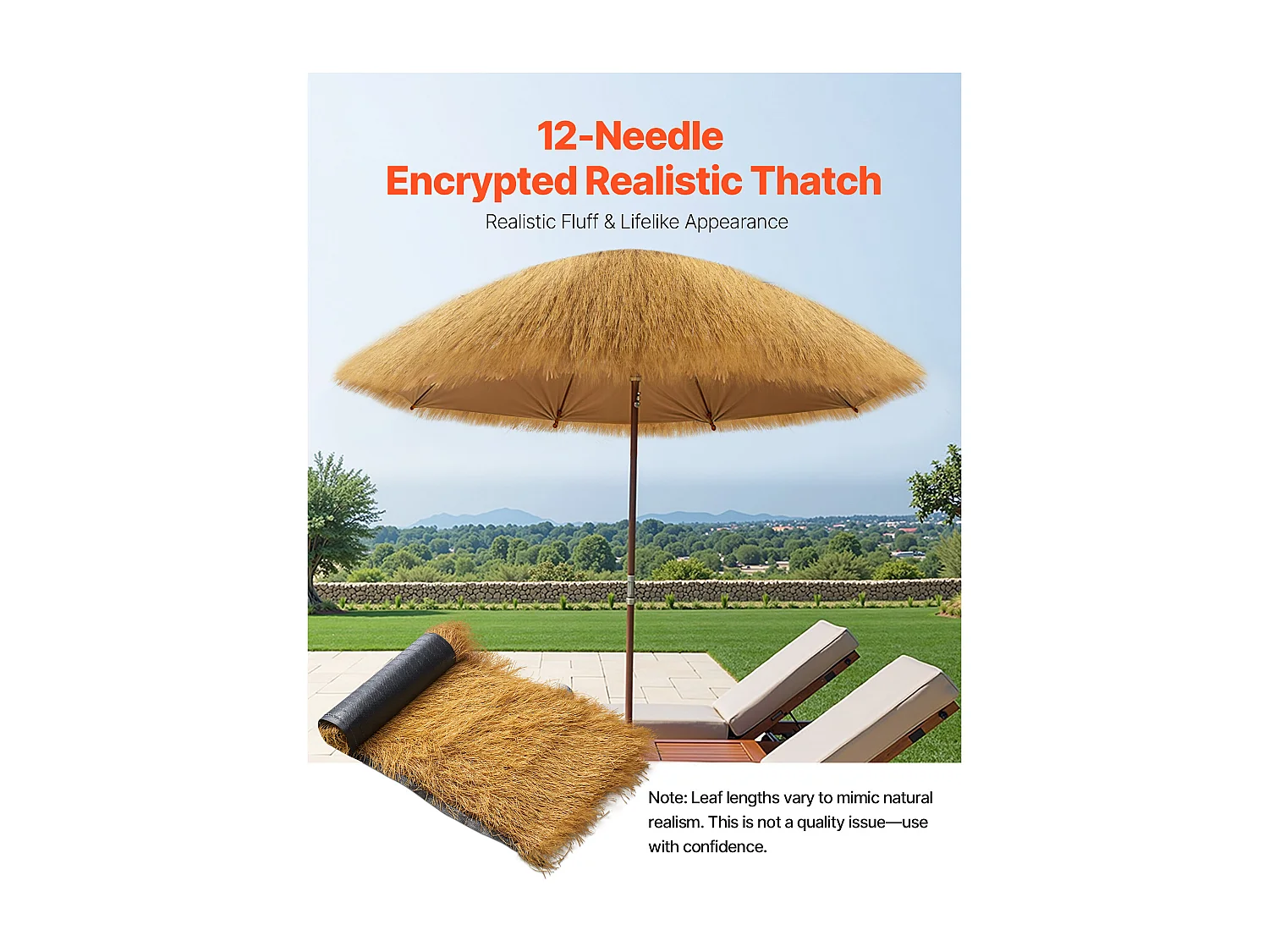 Toiture en Chaume Artificielle SucceBuy, 0,5 x 6 m, Rouleau de Chaume Artificiel, Tapis de Toit de Bar Cabane, Résistant à la Chaleur, pour Terrasse, Piscine