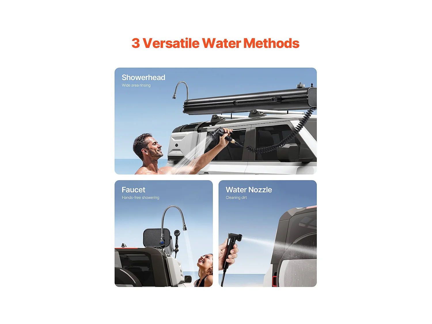 Réservoir d'eau de Toit SucceBuy de 26.5L, Réservoir en Aluminium Haute Capacité avec Port de Pressurisation, 2 Panneaux Anti-Éclaboussures et Fente en T