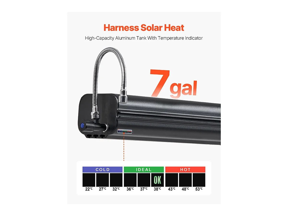 Réservoir d'eau de Toit SucceBuy de 26.5L, Réservoir en Aluminium Haute Capacité avec Port de Pressurisation, 2 Panneaux Anti-Éclaboussures et Fente en T