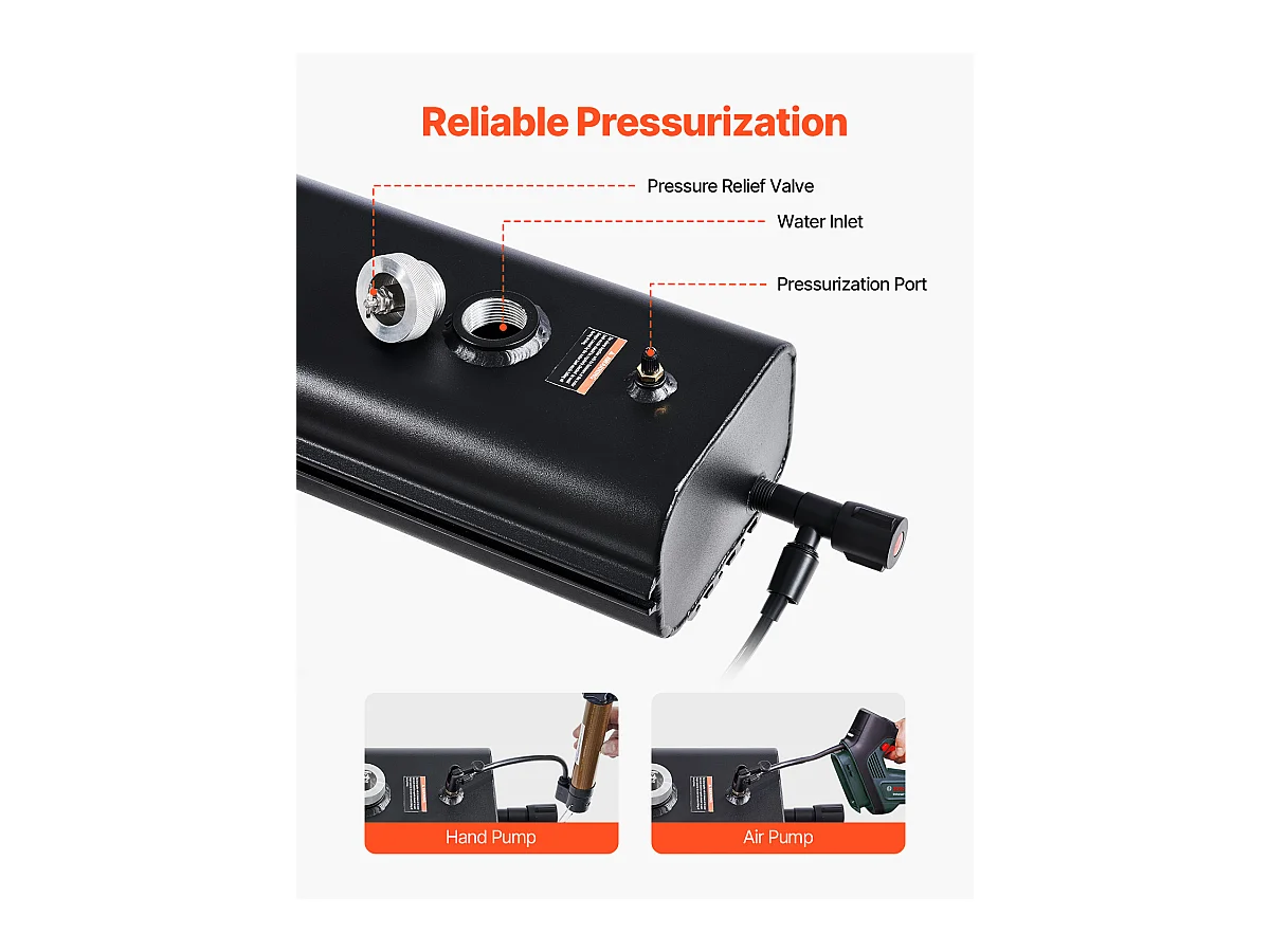 Réservoir d'eau de Toit SucceBuy de 26.5L, Réservoir en Aluminium Haute Capacité avec Port de Pressurisation, 2 Panneaux Anti-Éclaboussures et Fente en T