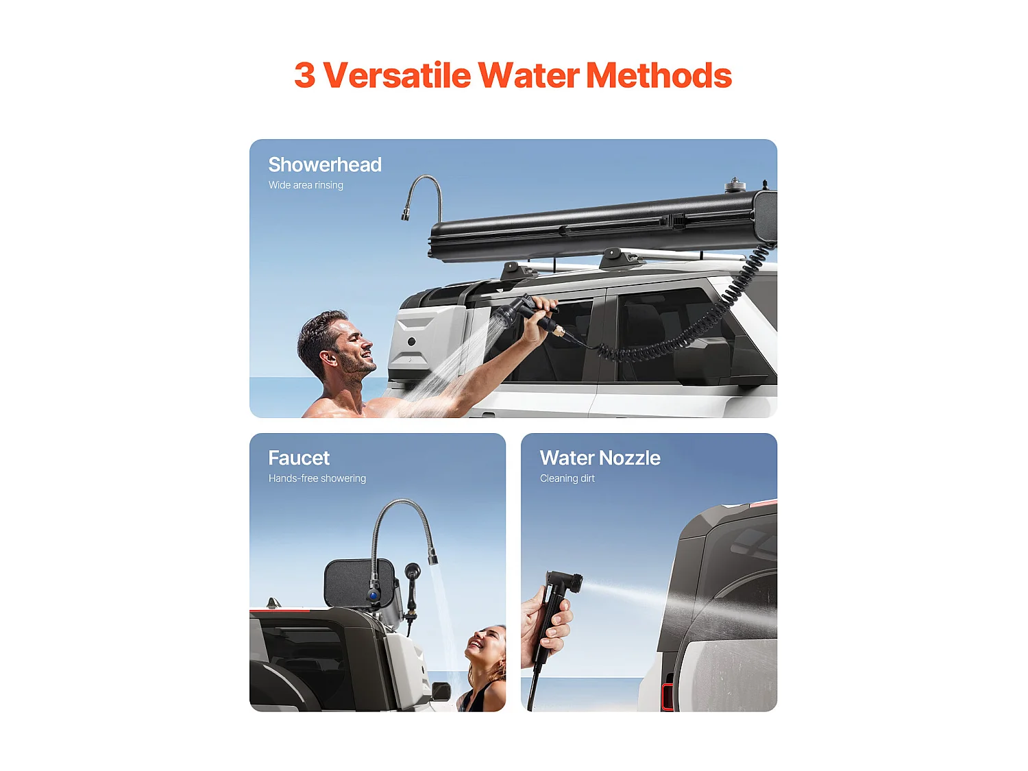 Réservoir d'eau de Toit SucceBuy de 26.5L, Réservoir en Aluminium Haute Capacité avec Port de Pressurisation, 2 Panneaux Anti-Éclaboussures et Fente en T