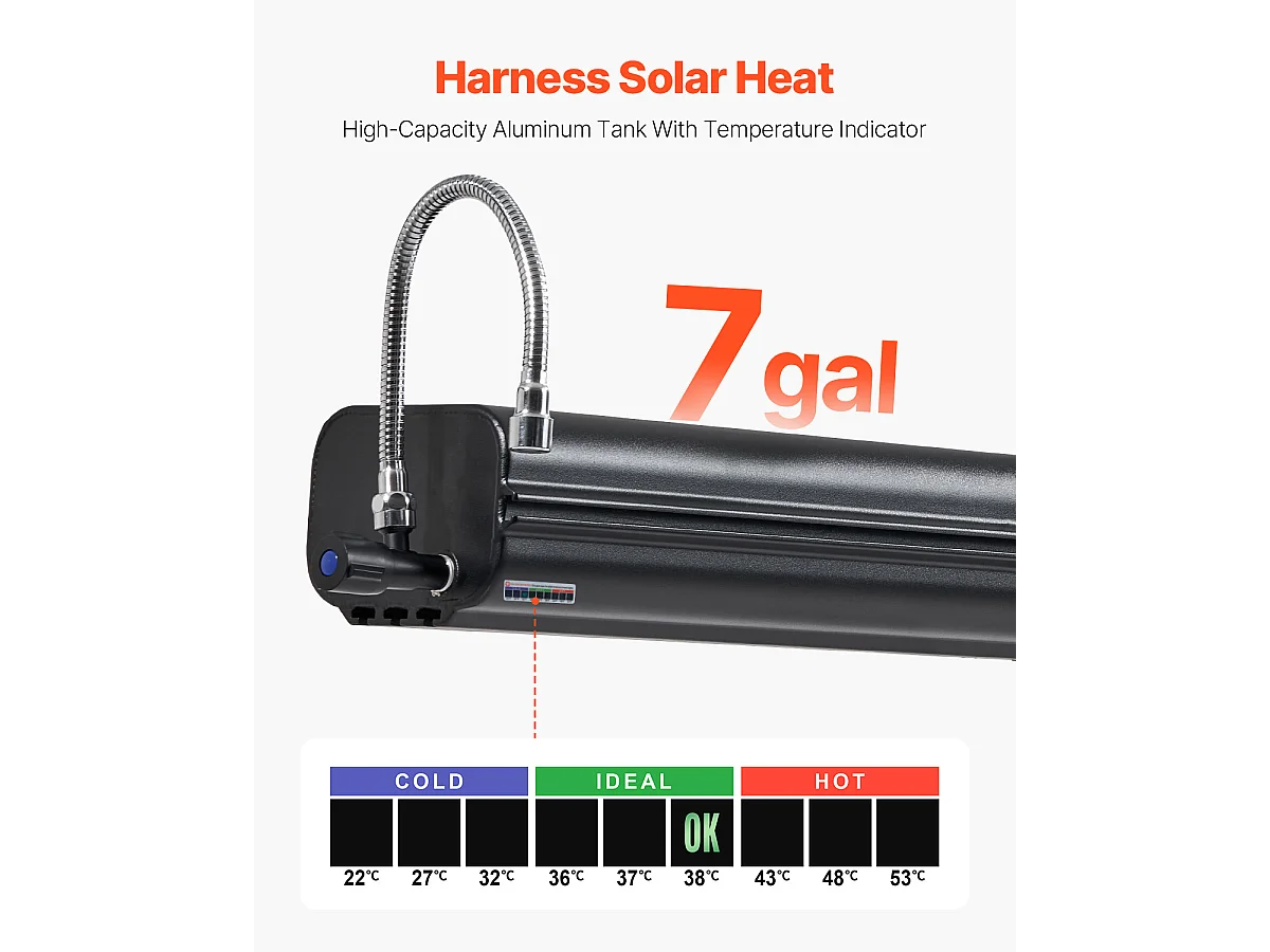 Réservoir d'eau de Toit SucceBuy de 26.5L, Réservoir en Aluminium Haute Capacité avec Port de Pressurisation, 2 Panneaux Anti-Éclaboussures et Fente en T