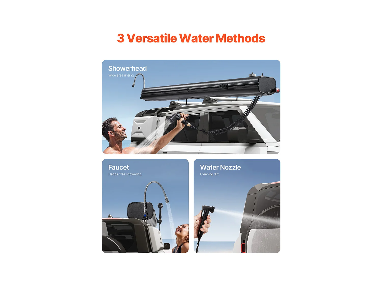 Réservoir d'eau SucceBuy pour Galerie de Toit de 30L, Réservoir Multi-Distributeur en Aluminium avec Pare-Éclaboussures, Fente en T