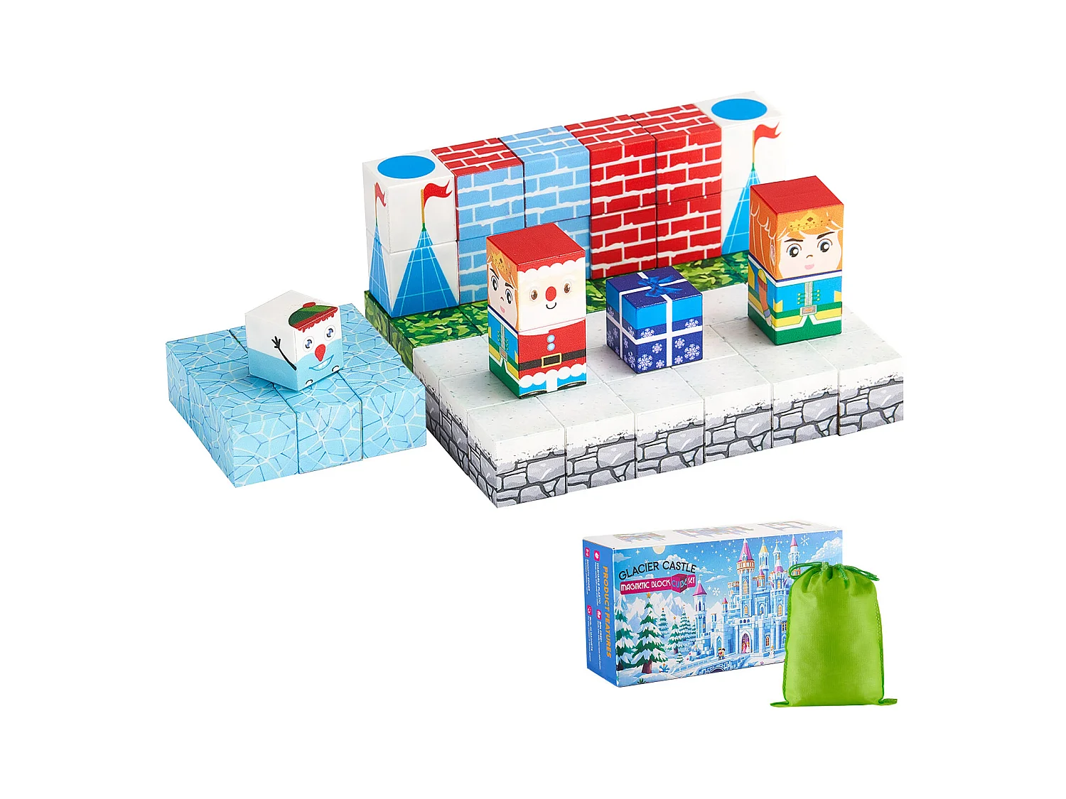 Construction Magnétique Enfant SucceBuy, 150 PCS Blocs de Construction Magnétiques, Château Glacier, pour Cadeau Anniversaire, Garçons, Filles 3 Ans et Plus