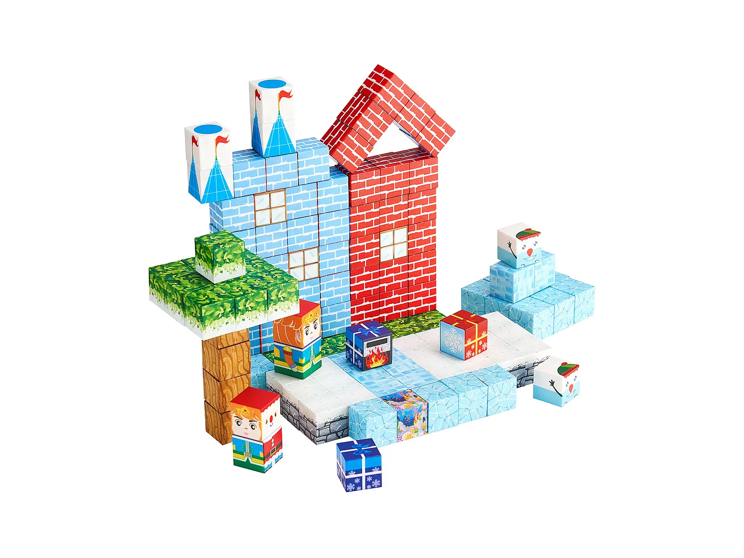 Construction Magnétique Enfant SucceBuy, 150 PCS Blocs de Construction Magnétiques, Château Glacier, pour Cadeau Anniversaire, Garçons, Filles 3 Ans et Plus