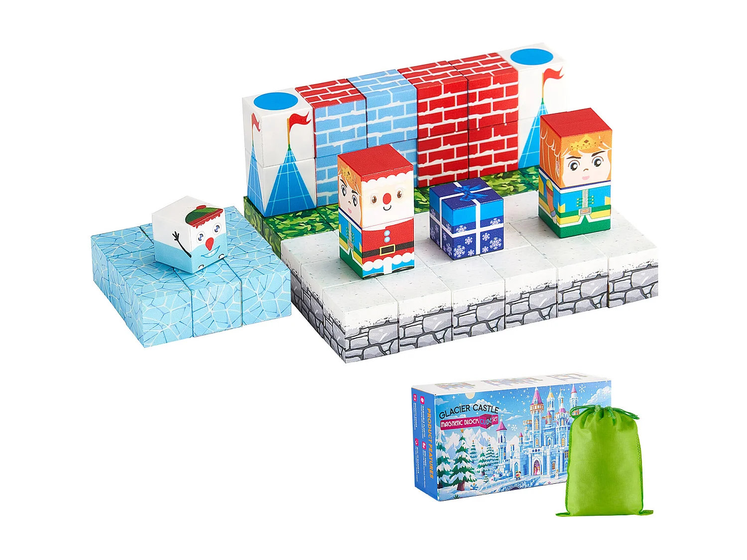 Construction Magnétique Enfant SucceBuy, 150 PCS Blocs de Construction Magnétiques, Château Glacier, pour Cadeau Anniversaire, Garçons, Filles 3 Ans et Plus