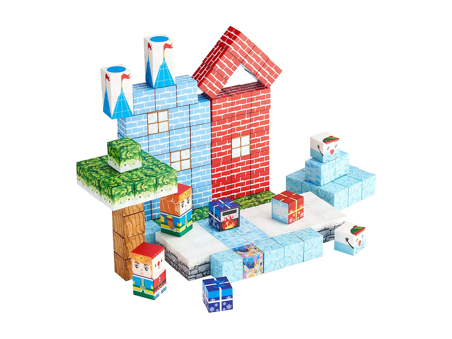 Construction Magnétique Enfant SucceBuy, 150 PCS Blocs de Construction Magnétiques, Château Glacier, pour Cadeau Anniversaire, Garçons, Filles 3 Ans et Plus