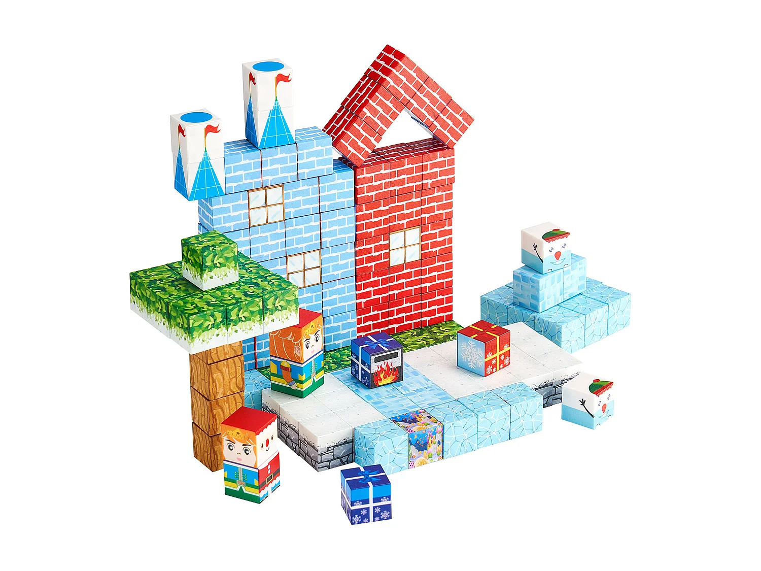 Construction Magnétique Enfant SucceBuy, 150 PCS Blocs de Construction Magnétiques, Château Glacier, pour Cadeau Anniversaire, Garçons, Filles 3 Ans et Plus