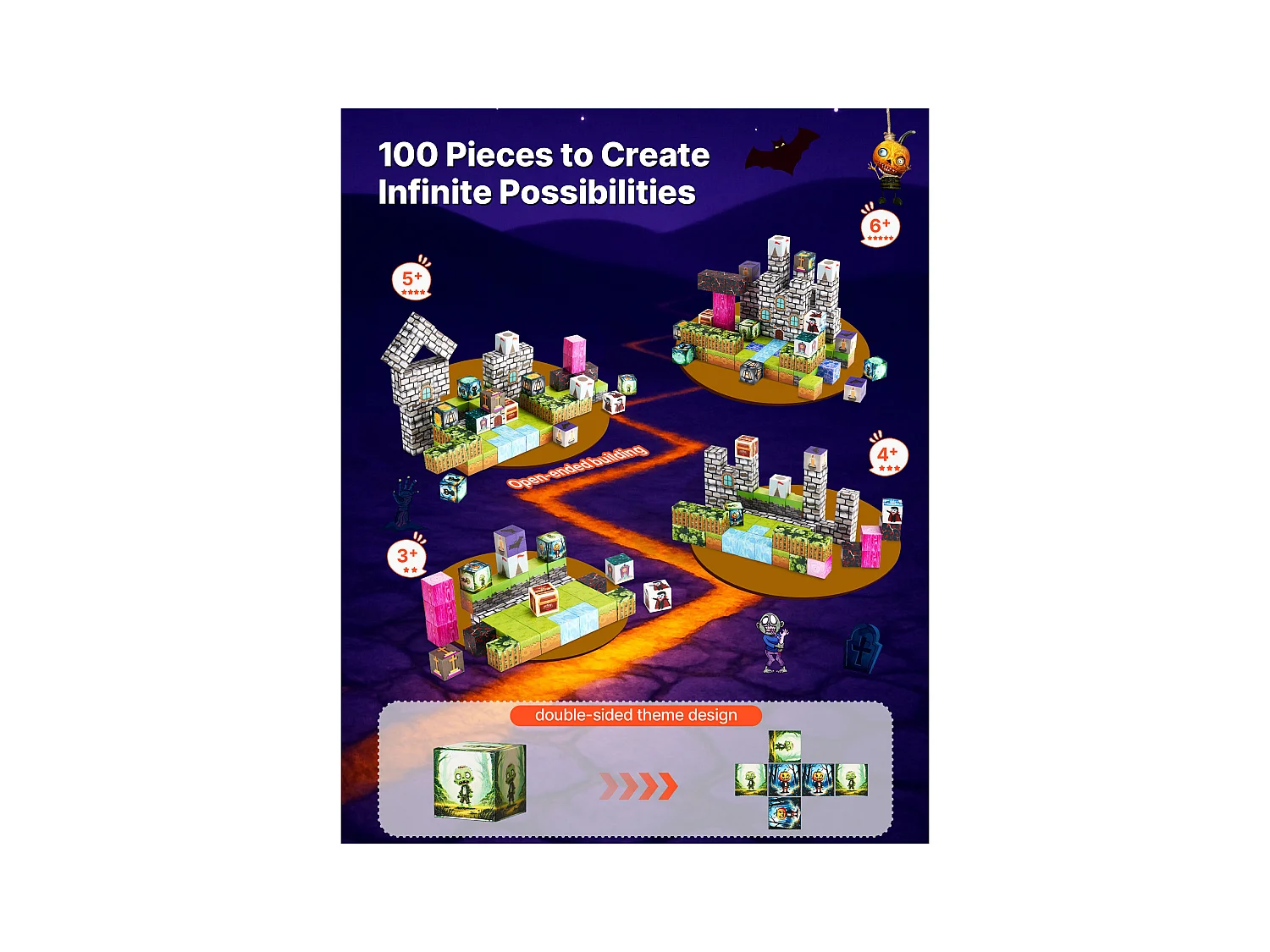 Construction Magnétique Enfant SucceBuy, 100 PCS Blocs de Construction Magnétiques, pour Cadeau d'Anniversaire, de Noël, les Garçons et Filles de 3 Ans et Plus