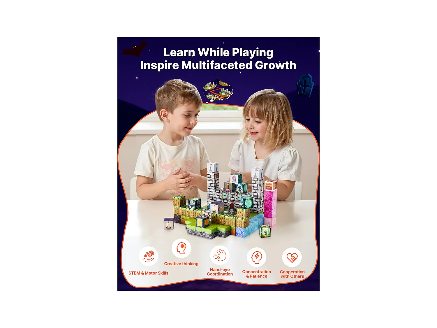 Construction Magnétique Enfant SucceBuy, 100 PCS Blocs de Construction Magnétiques, pour Cadeau d'Anniversaire, de Noël, les Garçons et Filles de 3 Ans et Plus