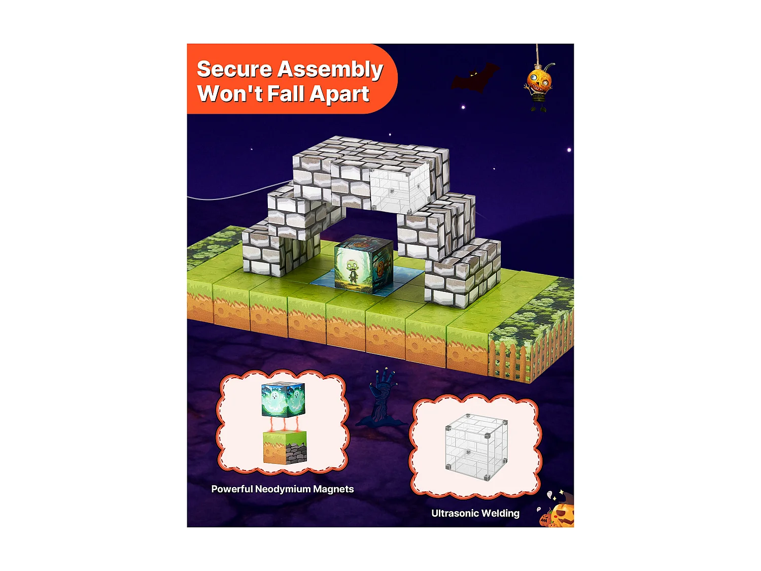 Construction Magnétique Enfant SucceBuy, 100 PCS Blocs de Construction Magnétiques, pour Cadeau d'Anniversaire, de Noël, les Garçons et Filles de 3 Ans et Plus