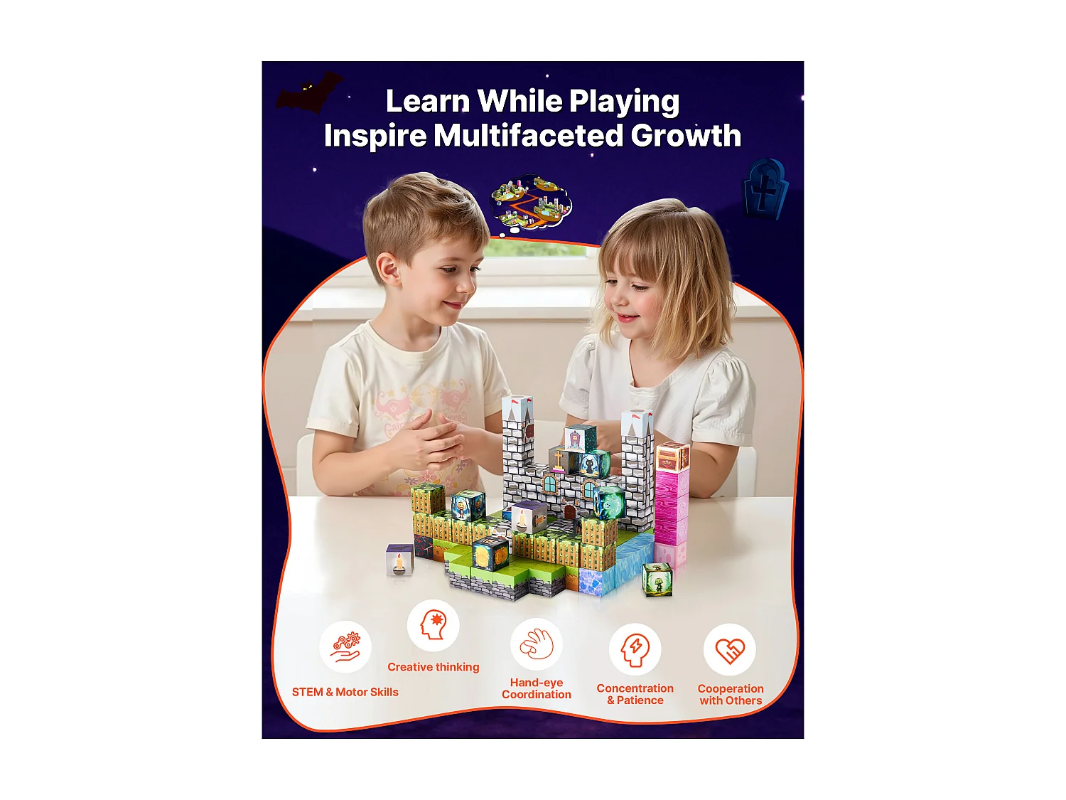 Construction Magnétique Enfant SucceBuy, 100 PCS Blocs de Construction Magnétiques, pour Cadeau d'Anniversaire, de Noël, les Garçons et Filles de 3 Ans et Plus