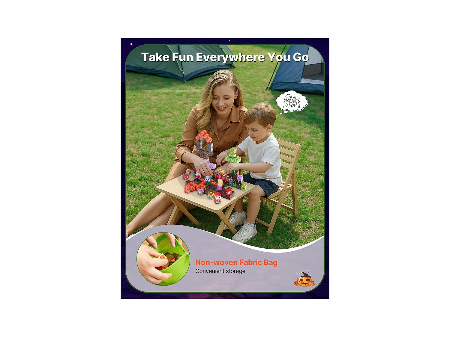 Construction Magnétique Enfant SucceBuy, 100 PCS Blocs de Construction Magnétiques, Château Sombre, pour Cadeau Anniversaire, Garçons, Filles 3 Ans et Plus