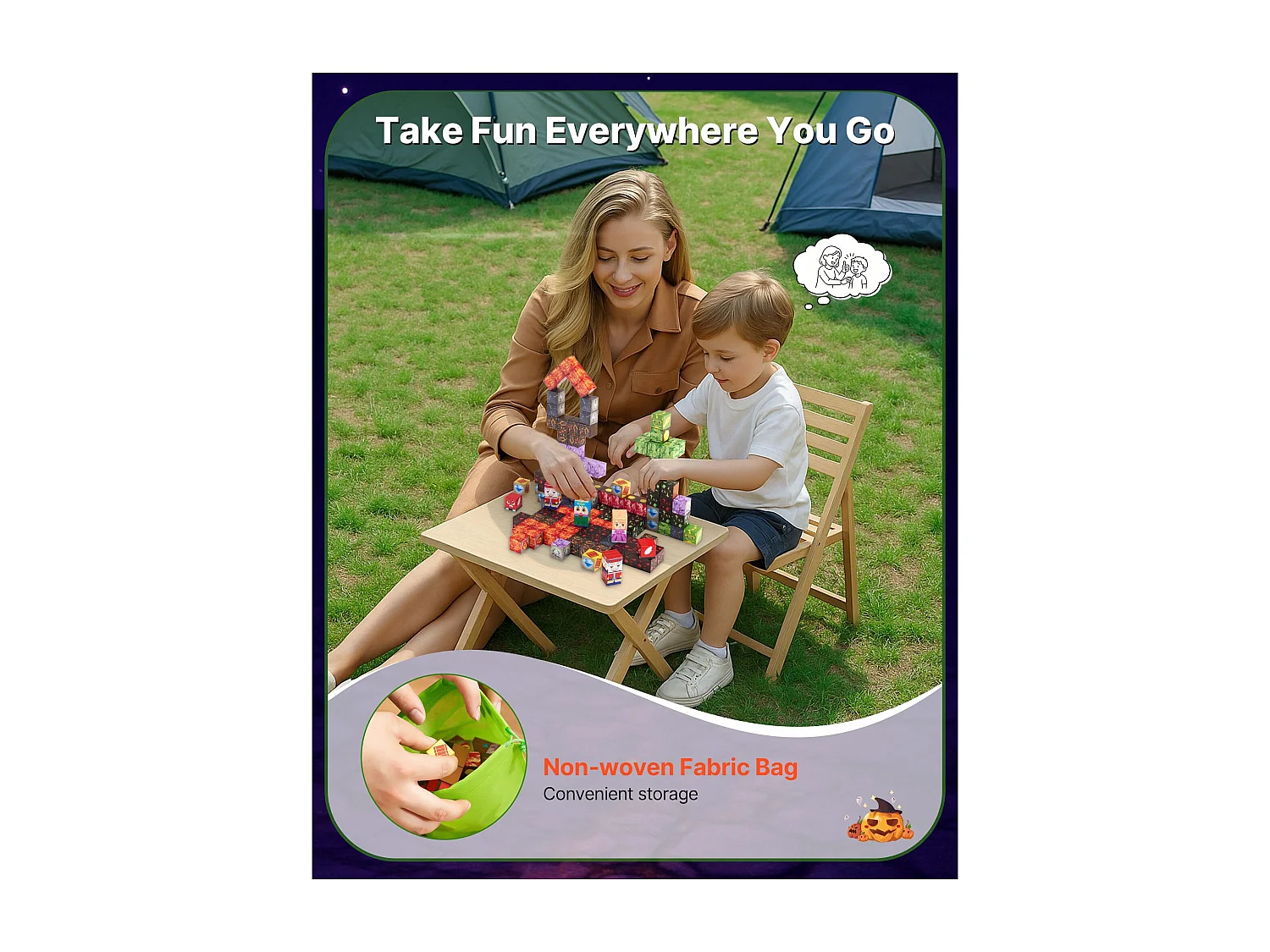 Construction Magnétique Enfant SucceBuy, 100 PCS Blocs de Construction Magnétiques, Château Sombre, pour Cadeau Anniversaire, Garçons, Filles 3 Ans et Plus