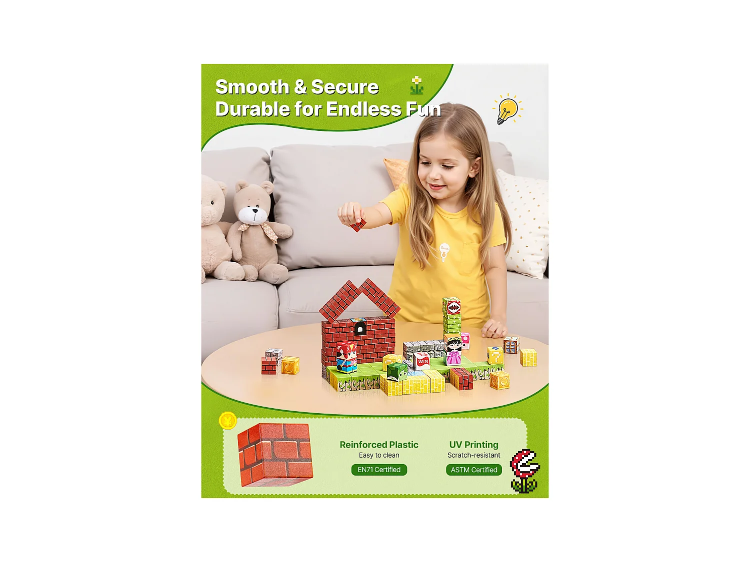 Construction Magnétique Enfant SucceBuy, 100 PCS Blocs de Construction Magnétiques, pour Cadeau d'Anniversaire, de Noël, Garçons et Filles de 3 Ans et Plus
