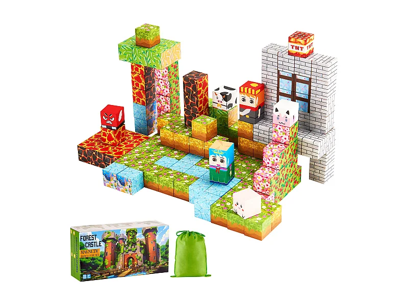 Magnetisches Baukastensystem für Kinder von SucceBuy, 150 magnetische Bausteine, Waldburg, als Geburtstagsgeschenk, für Jungen und Mädchen ab 3 Jahren