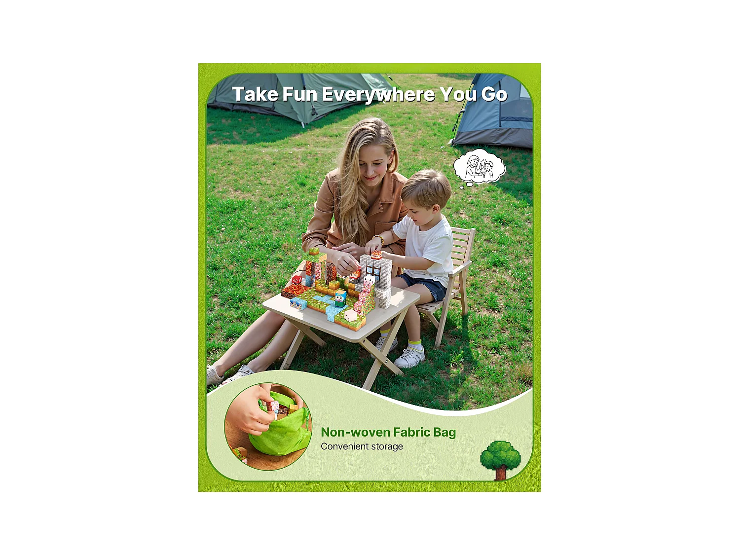 Construction Magnétique Enfant SucceBuy, 150 PCS Blocs de Construction Magnétiques, Château Forestier, pour Cadeau Anniversaire, Garçons, Filles 3 Ans et Plus