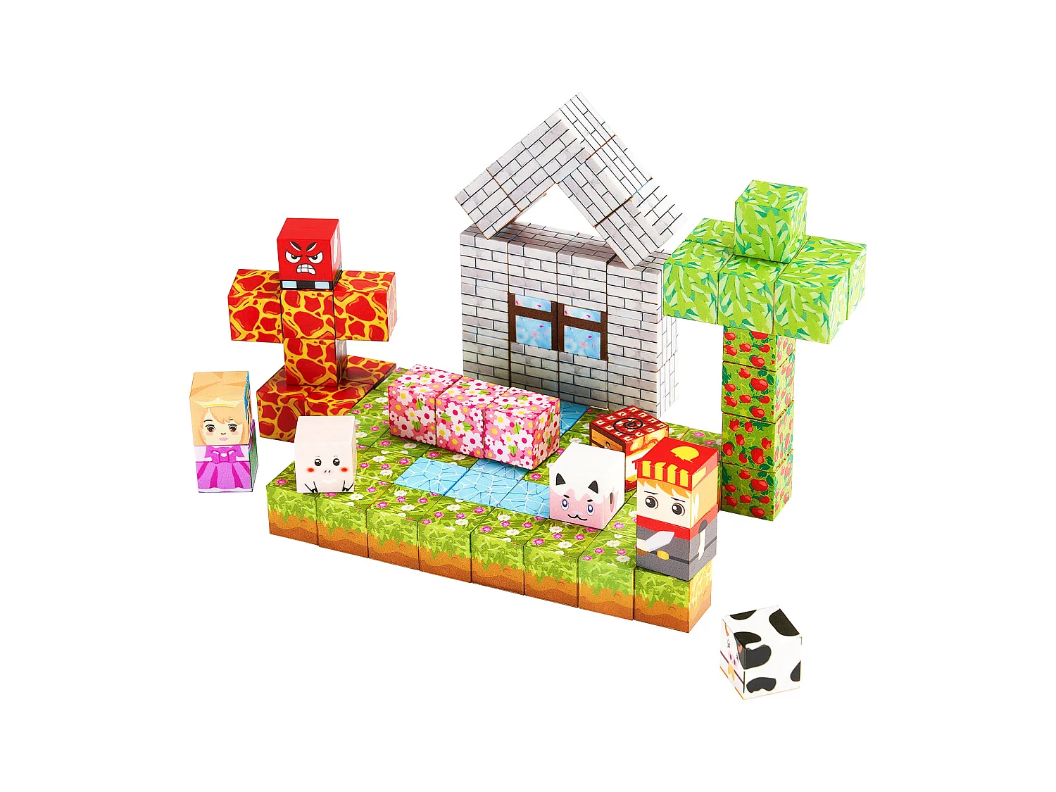Construction Magnétique Enfant SucceBuy, 150 PCS Blocs de Construction Magnétiques, Château Forestier, pour Cadeau Anniversaire, Garçons, Filles 3 Ans et Plus