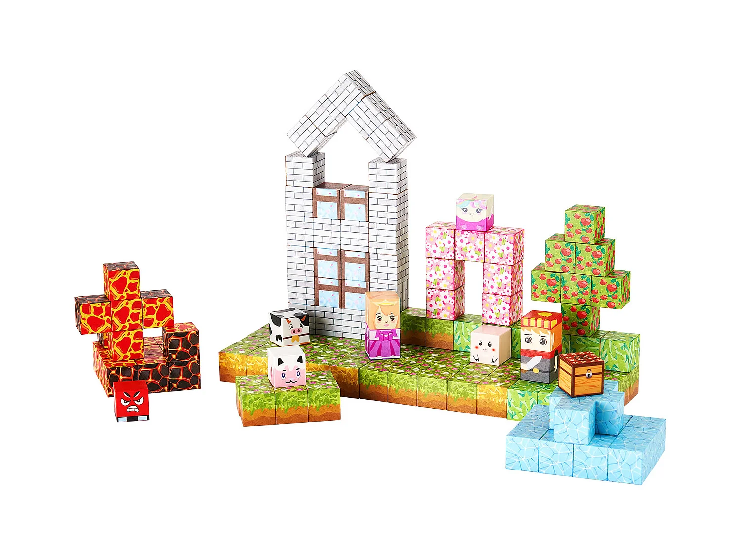 Construction Magnétique Enfant SucceBuy, 150 PCS Blocs de Construction Magnétiques, Château Forestier, pour Cadeau Anniversaire, Garçons, Filles 3 Ans et Plus