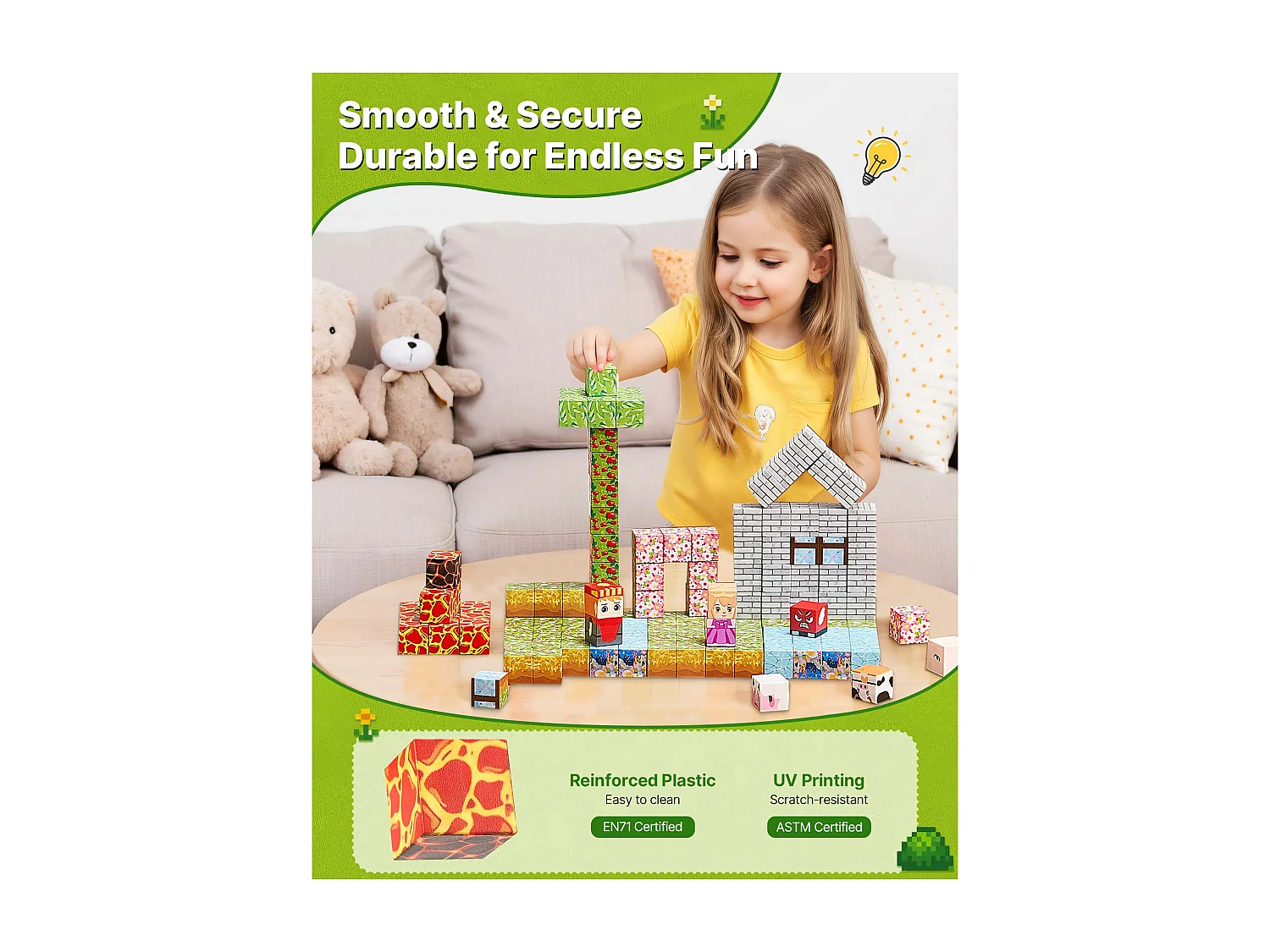 Magnetische Bouwstenen SucceBuy voor Kinderen, 150 Magnetische Bouwstenen, Boskasteel, voor Verjaardagscadeau, Jongens en Meisjes vanaf 3 Jaar