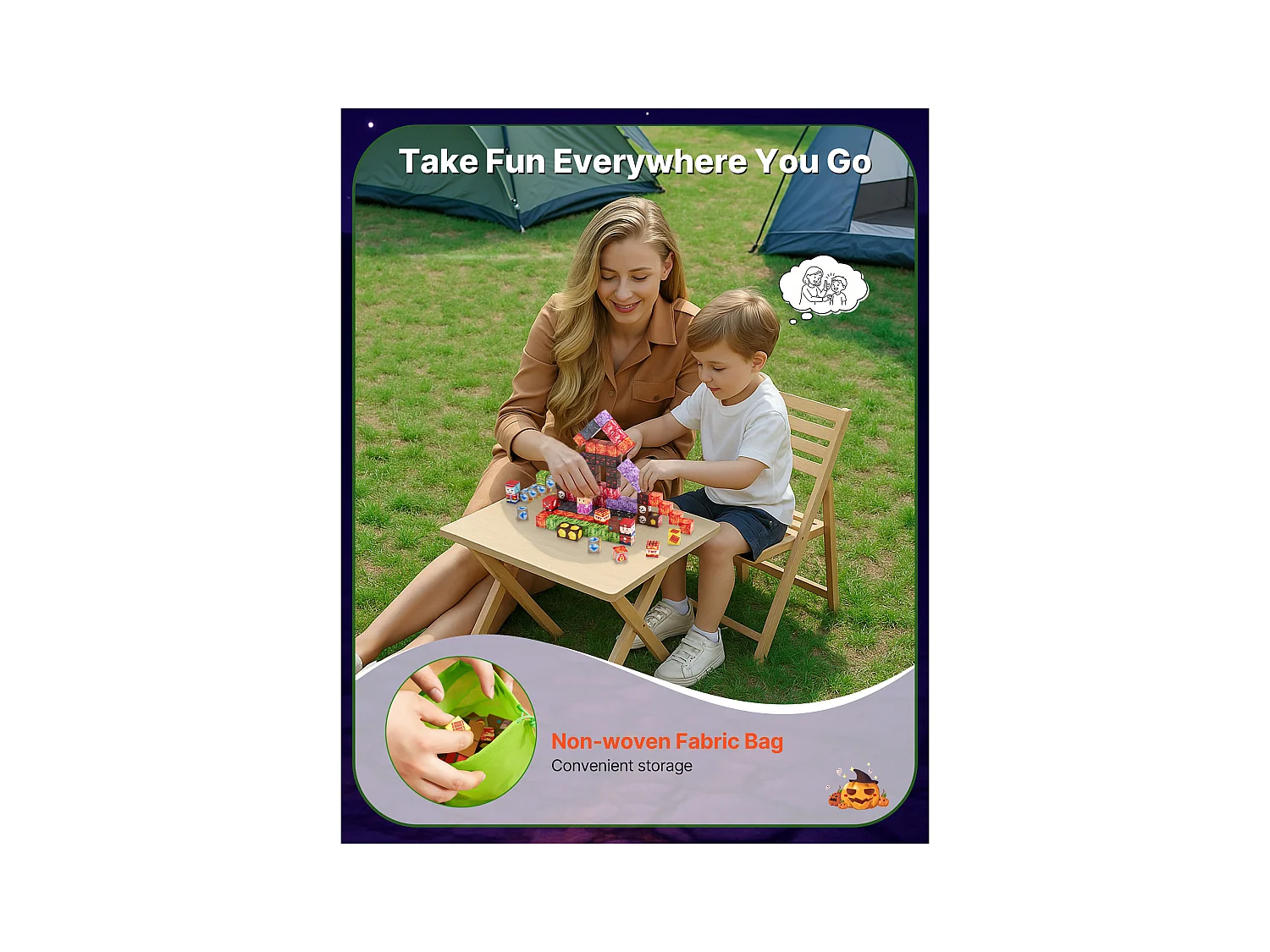 Construction Magnétique Enfant SucceBuy, 150 PCS Blocs de Construction Magnétiques, Château Sombre, pour Cadeau Anniversaire, Garçons, Filles 3 Ans et Plus