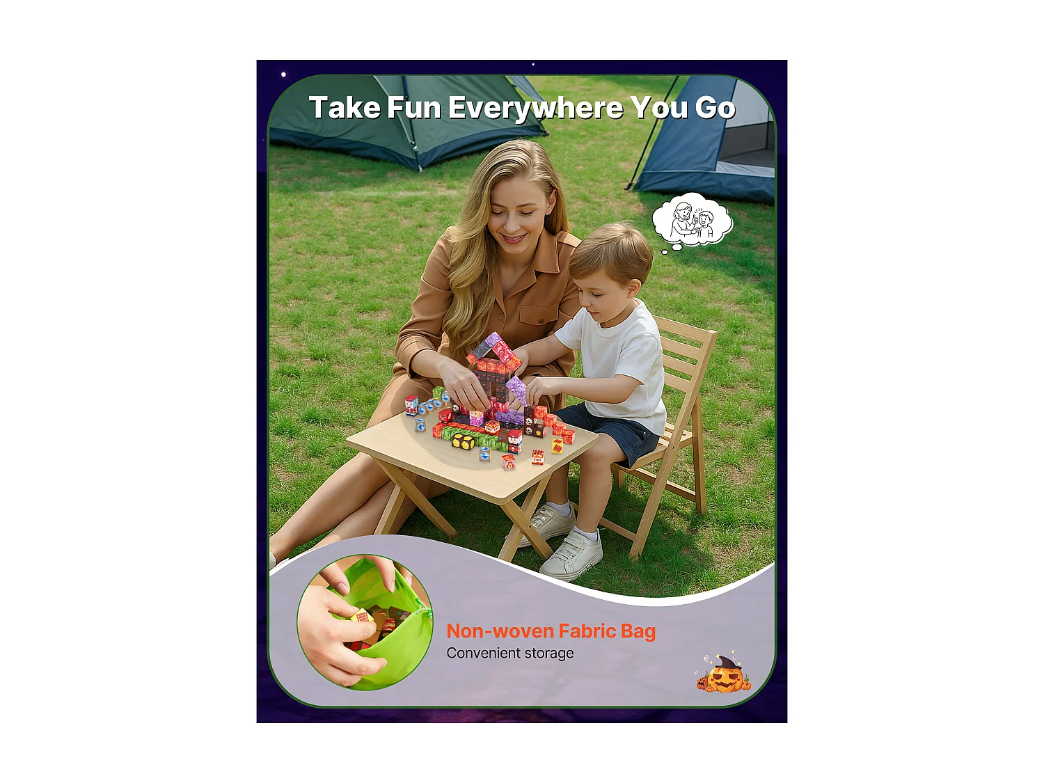 Construction Magnétique Enfant SucceBuy, 150 PCS Blocs de Construction Magnétiques, Château Sombre, pour Cadeau Anniversaire, Garçons, Filles 3 Ans et Plus